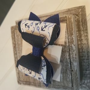 NWT Navy Blue Sailor Anchor Water Bow with Clip for Children, Made in USA!